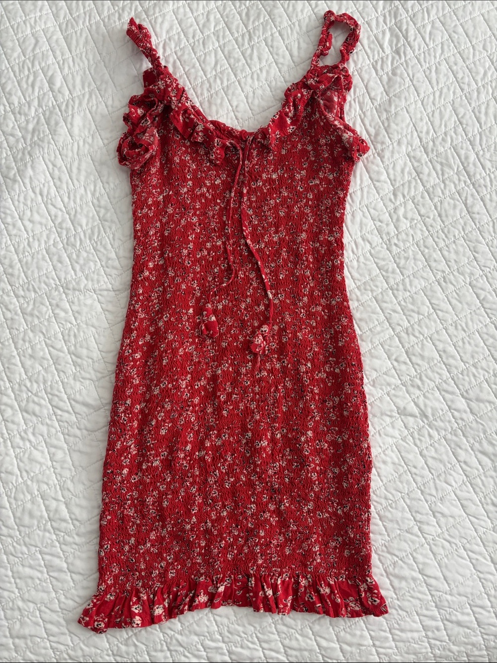 Red Floral Bodycon Ruffle Sundress